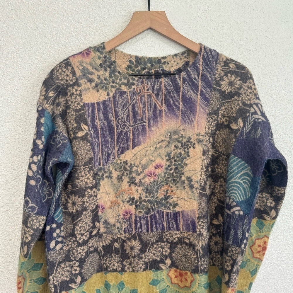 Boho Women's Medium Patchwork Artsy Printed Sweat… - image 2